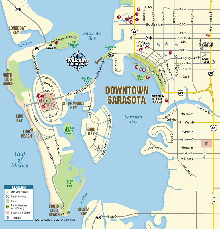 Map Of Florida Showing Sarasota Map of Sarasota Florida Downtown   Interactive Downtown Sarasota 
